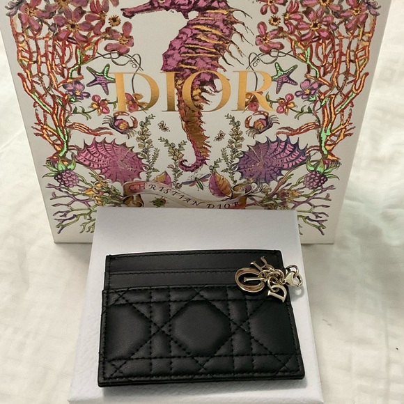 Lady Dior Black Leather freesia card holder - Picture 3 of 9